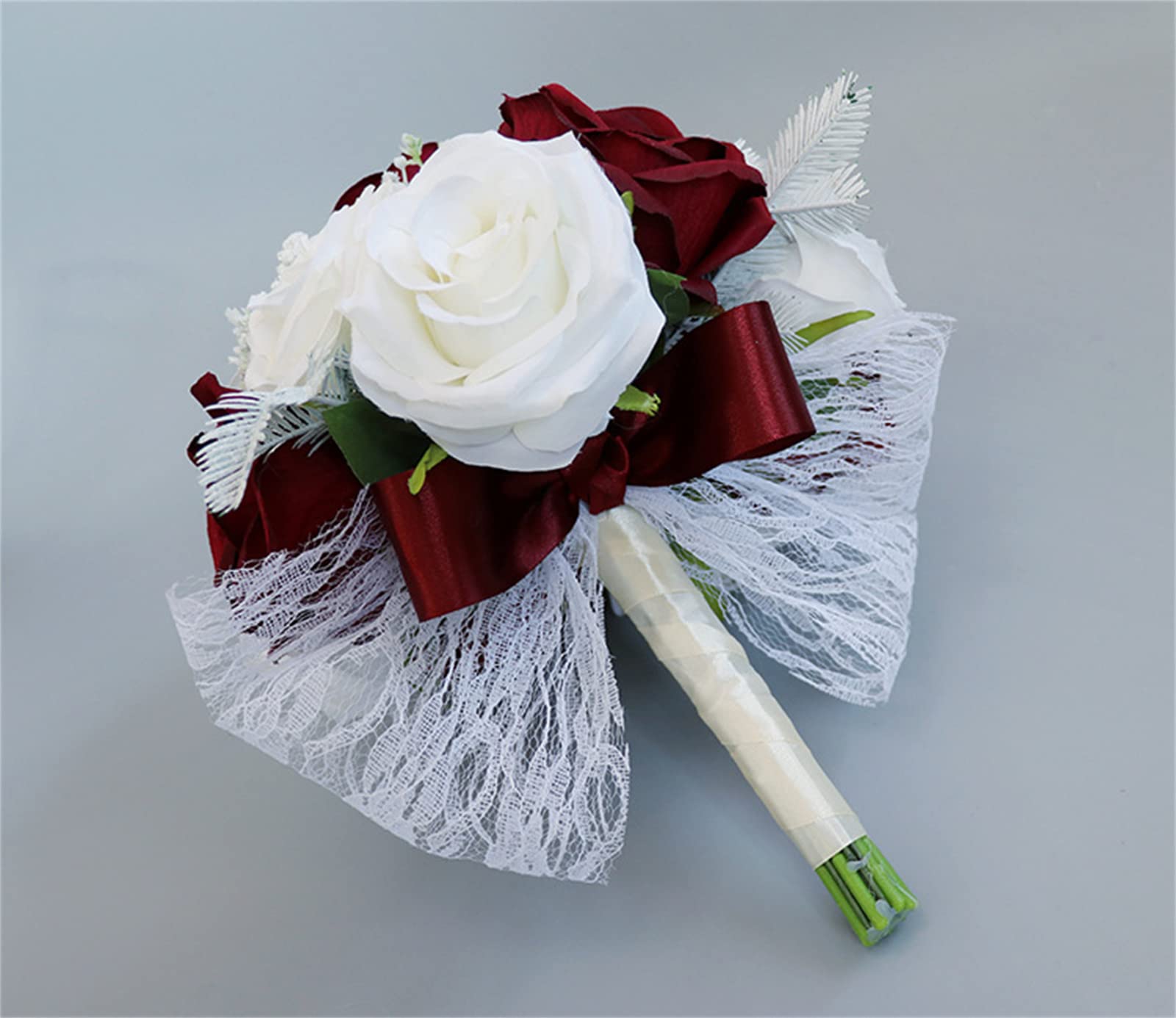 Matrimonio fiori artificiali, bouquet da sposa, decorazioni per la casa, bouquet da sposa - bouquet di rose artificiali - bouquet da damigella d'onore romantico fatto a mano