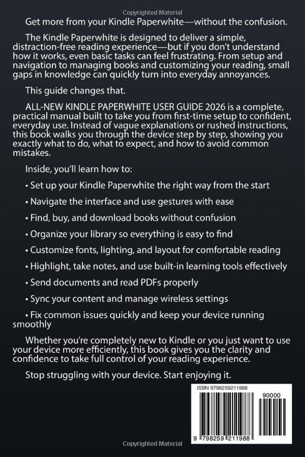 ALL-NEW KINDLE PAPERWHITE USER GUIDE 2026: Complete Step-by-Step Manual to Set Up, Use, and Master Your Kindle Paperwhite with Advanced Tips, Tricks, and Troubleshooting for Beginners and Seniors image 3