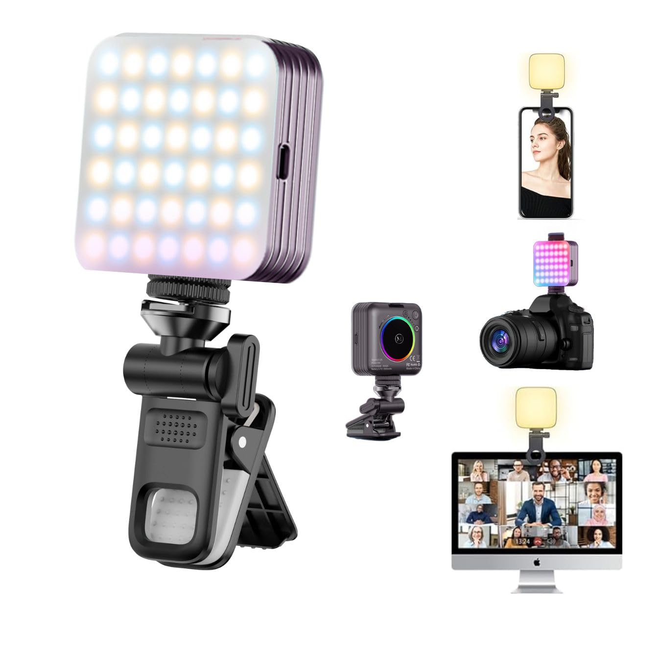 ZETY Portable LED Video Light Camera Light Laptop Light for Zoom Meeting Photography Lighting 100 LED Beads with Clip Dimmable and Rechargeable (D12S)-image-40
