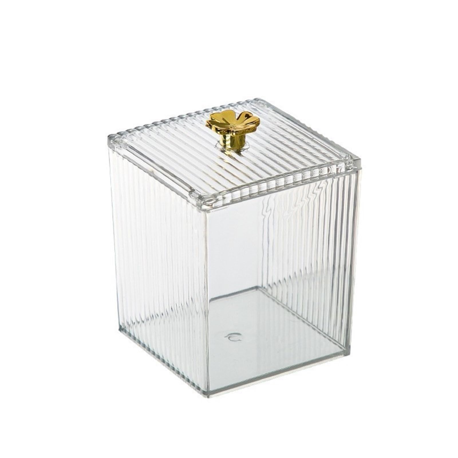 QuxetlRyz 1/3pcs Clear Makeup Organizer - Golden Handles Dustproof, Compact Desktop Vanity Box for Jewelry/Toothpicks/Beauty Tools Cotton Buds Holder(1pc)