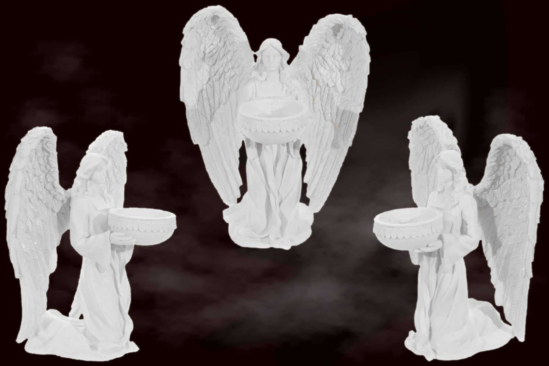 Portavelas decorativo "Silent Watch" - Candelabro ángel arrodillado - 18 x 15 x 12 cm - Decoración ángel guardián