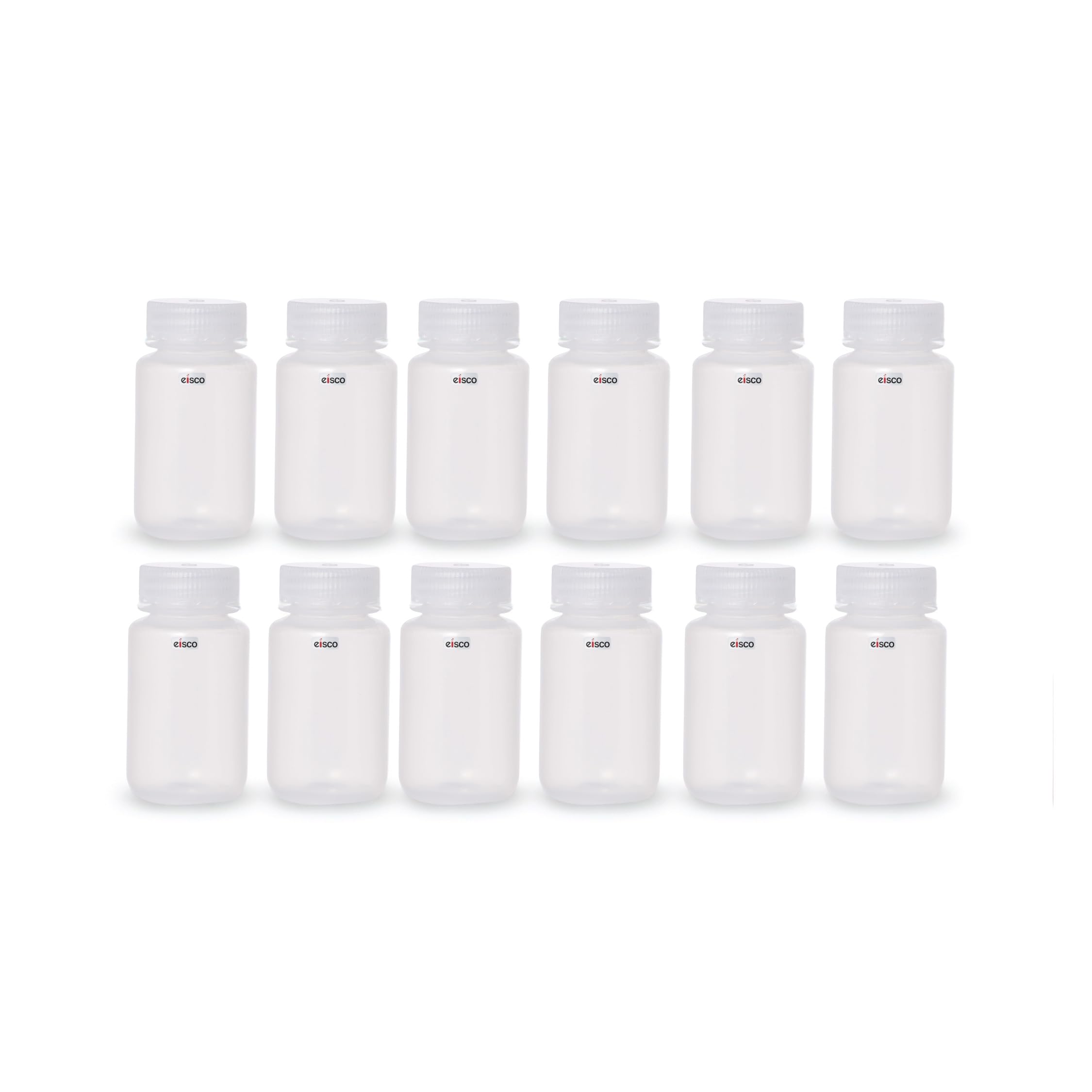 Eisco Polypropylene Reagent Bottles – 125ml, Wide Neck, Autoclavable, Leak-Proof, Durable Chemical Storage Containers for Laboratory, Research, Science Experiments & Industrial Use (Pack of 12)