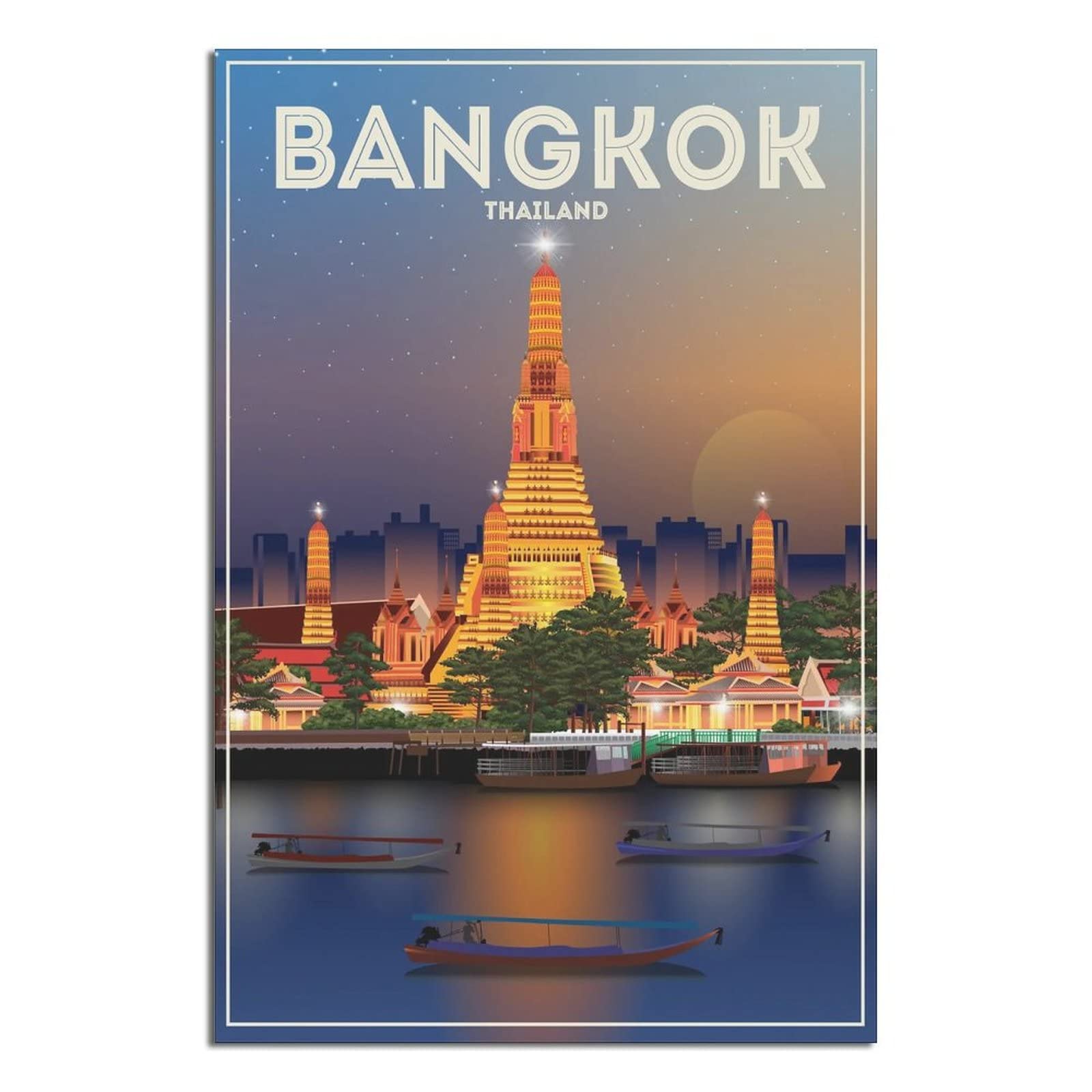 Znwrr A232 Metal Tin Sign Bangkok Thailand Tin Sign Vintage Rustic Decor Cave Coffee Shop Bar Bedroom Home Wall Decor Nostalgic Tin Sign 20X30cm