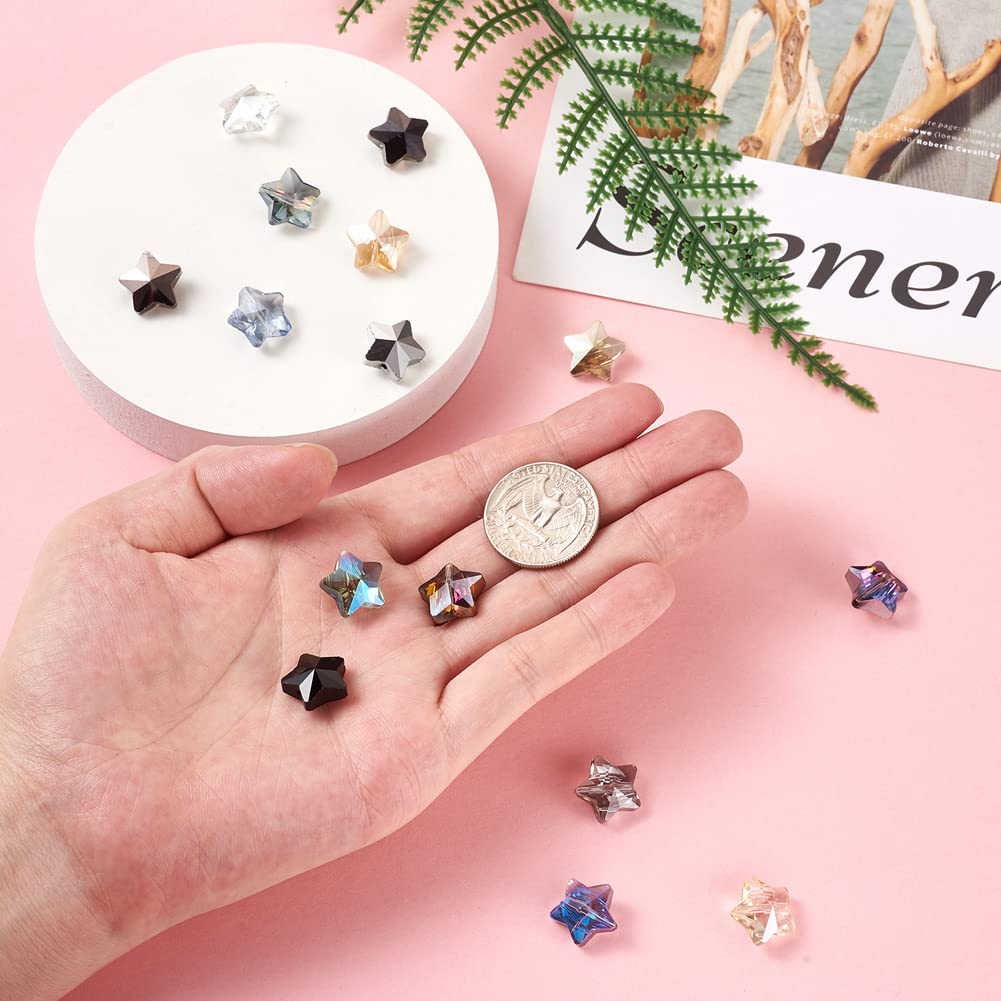 Perles briolette en forme d'étoile à facettes taille quartz couleur aigue-mar