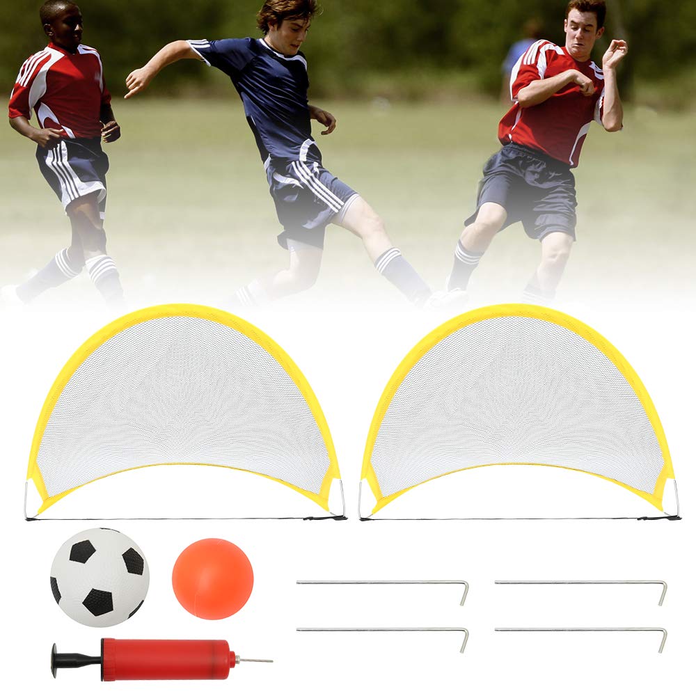 2Pack Football Goals Playmaker Portable Lightweight Goal Set for Training and Pickup Games Sports Foldable Pop-Up Dome Shaped Goals with Inflatable Ball and Air Pump Easy Storage and Easy to Carry