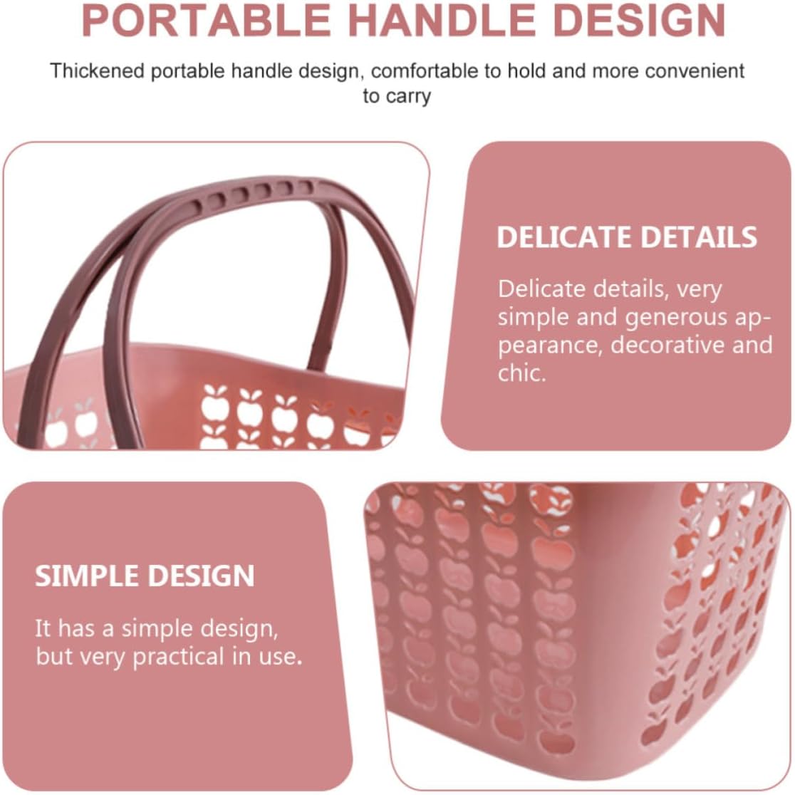 Alipis Reusable Plastic Shopping Basket Indoor Organizer with Ergonomic Handle Practical Food Storage Holder for Supermarket and Home Use for Fruits and Snacks