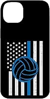 Vista 15 de US Flag Blue Line Volleyball Vintage Patriotic Police Cop Case for iPhone 17