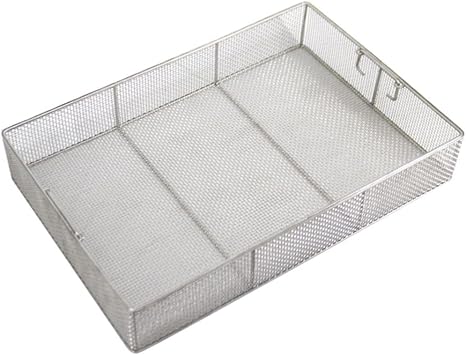 Instrument Tray and Mesh Perforated Baskets Sterilization Tray,Instrument Cleaning and Disinfection Basket,Medical 304 Stainless Steel Disinfection Basket,for Hospital, Clinic,30x20x7cm