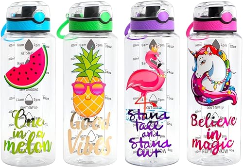 Miniatura 5 de Home Tune Botella de agua de 32 onzas, Tritan sin BPA, boca ancha, tapa abatible con botón, fácil de abrir, ligera, a prueba de fugas, con diseño de