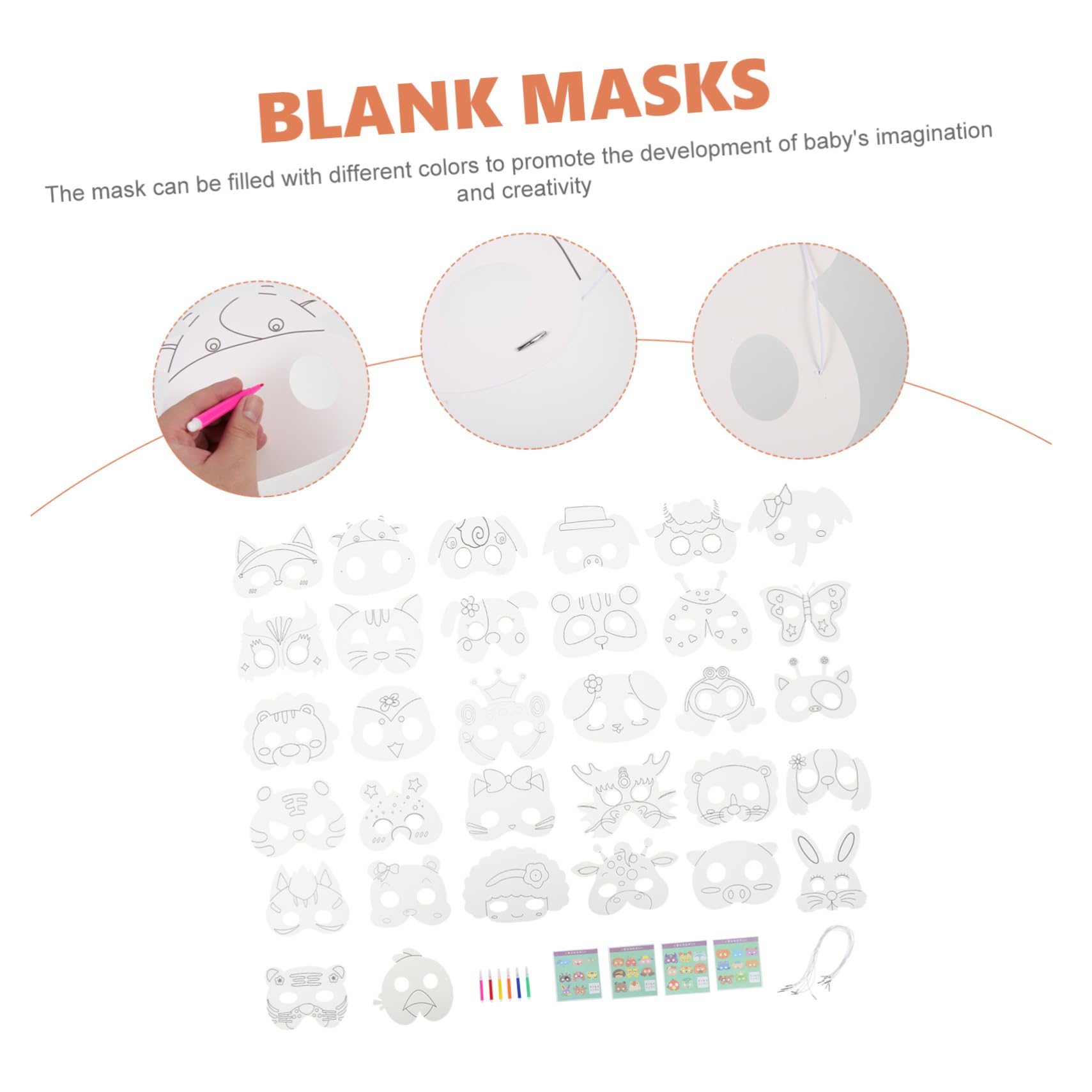 ibasenice 2sets Maschere Per Animali Per Maschere Bianche Da Colorare Per Feste e Halloween Per Attività Creative e Gioco Di Ruolo