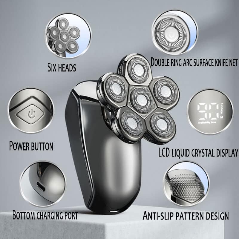 Head Shavers for Bald Men, All in one grooming kit 6-blade electric shaver for men body beard hair trimmer electric razor bald shaving machine rechargeable (Color : 6in1)