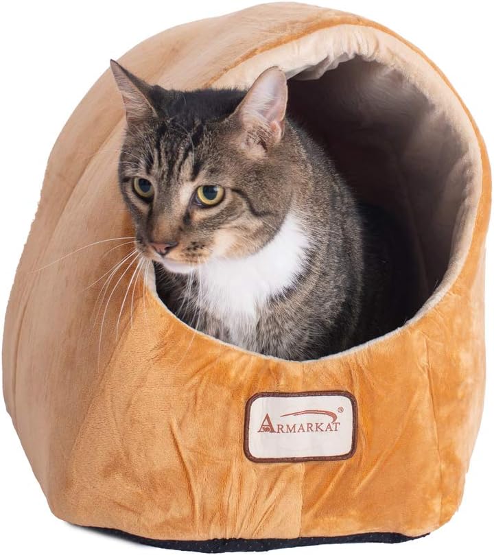 Armarkat Cat Bed Cave Shape, Brown/Ivory Brown/18 L x 13" W x 13" H
