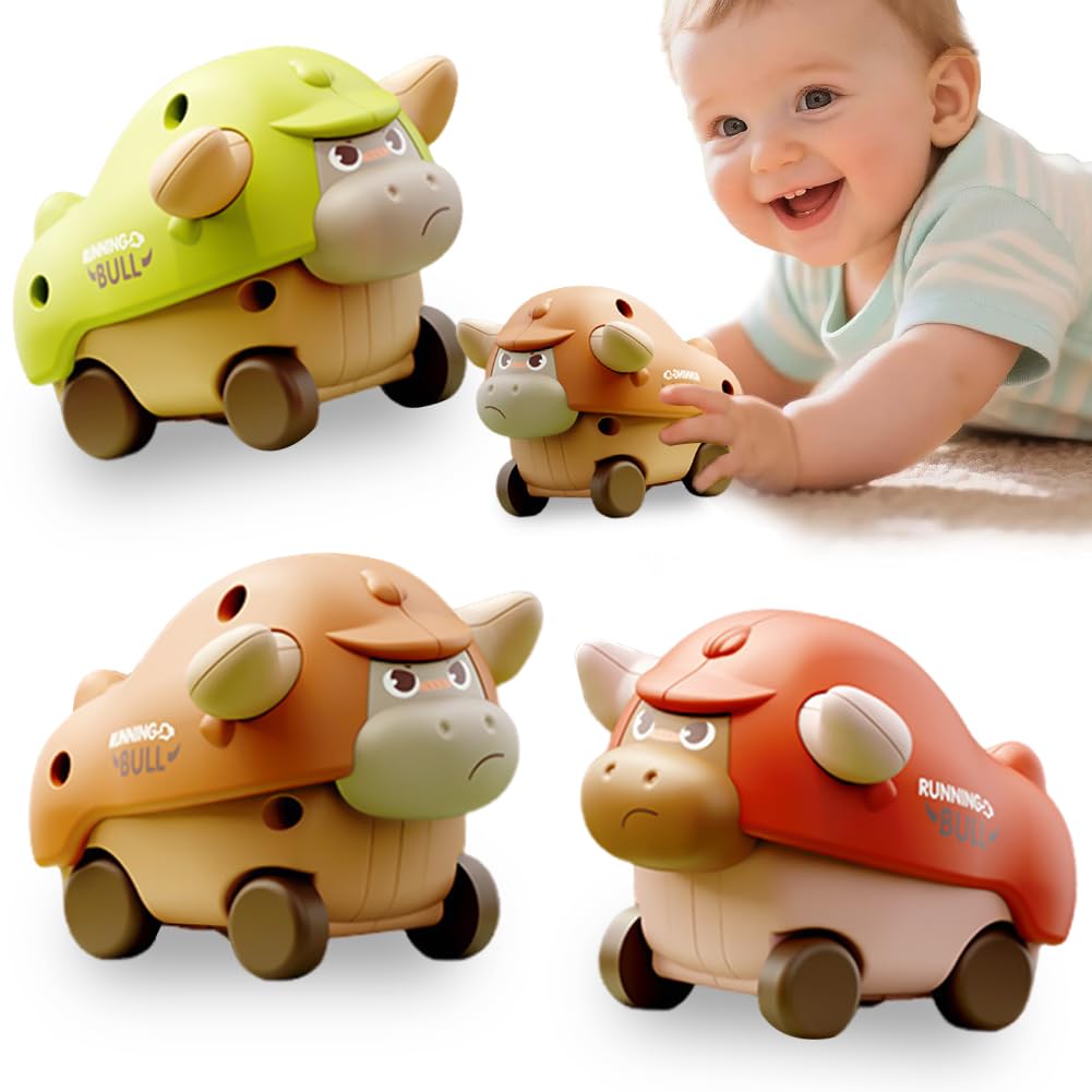 HATFRYF Press to Go Car Toys for Toddlers, 3PCS Baby Push Go Animal Cars for for Toddlers 1-3, Animal Baby Race Car Toys, Mini Play Vehicle Set, Cartoon Friction Cars for Kids Birthday Gifts