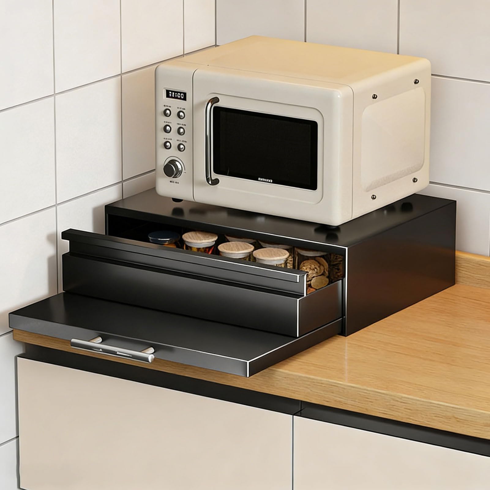 GAOXIAO Organizador Capsulas Cafetera, Dispensador de Cápsulas de Café, Soporte para Máquina de Café, Encimera de Cajón para Almacenar Cápsulas de Café Portacápsulas Black 46.5x36x14cm