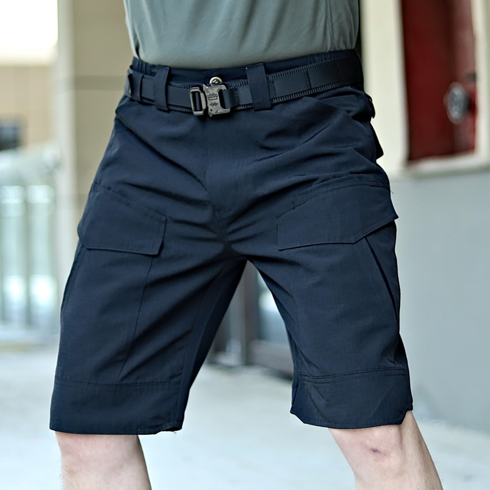 generisch Pantaloncini estivi da allenamento, da uomo, elasticizzati, con 6 tashcen, tinta unita, slim fit, da golf, per attività all'aria aperta, trekking, trekking, bermuda per il tempo libero, da