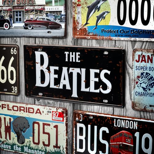 Image of Decorative Retro Metal Signs Wall Plate - 12x8 Inch (The Beatles) | Weatherproof Vintage Metal Sign Plate for Cafe, Home, Bar, Garage | Decorative Wall Hanging Sign Board