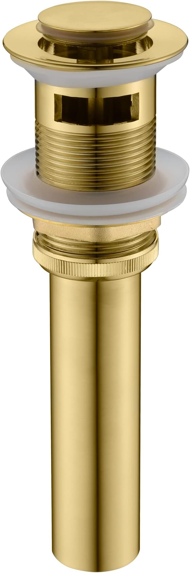 Brass Pop Up Drain Stopper for Bathroom Sink with Overflow, Brushed Gold