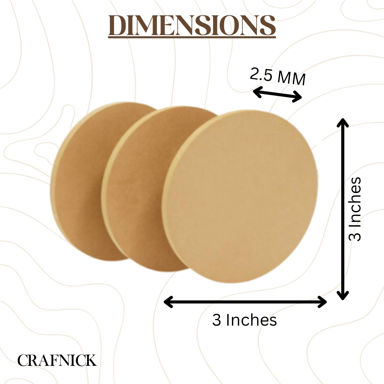 CRAFNICK® Round MDF Cutouts for Fridge Magnet | Set of 10-3 Inch-2.5mm | MDF Boards for Art and Craft | Plain Blank Unfinished Round Cutouts for Painting, Craft, Decoration | Craft Supplies for DIY (10)