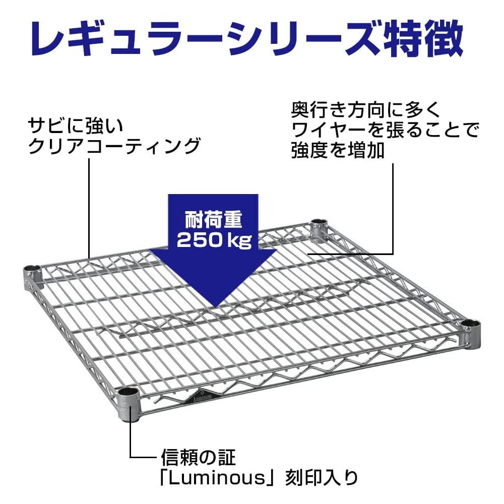 ドウシシャLuminus スチールラック用棚板（耐荷重250kg）×3枚セット） ドウシシャ ルミナスラック5段 幅75cm 耐荷重250kg