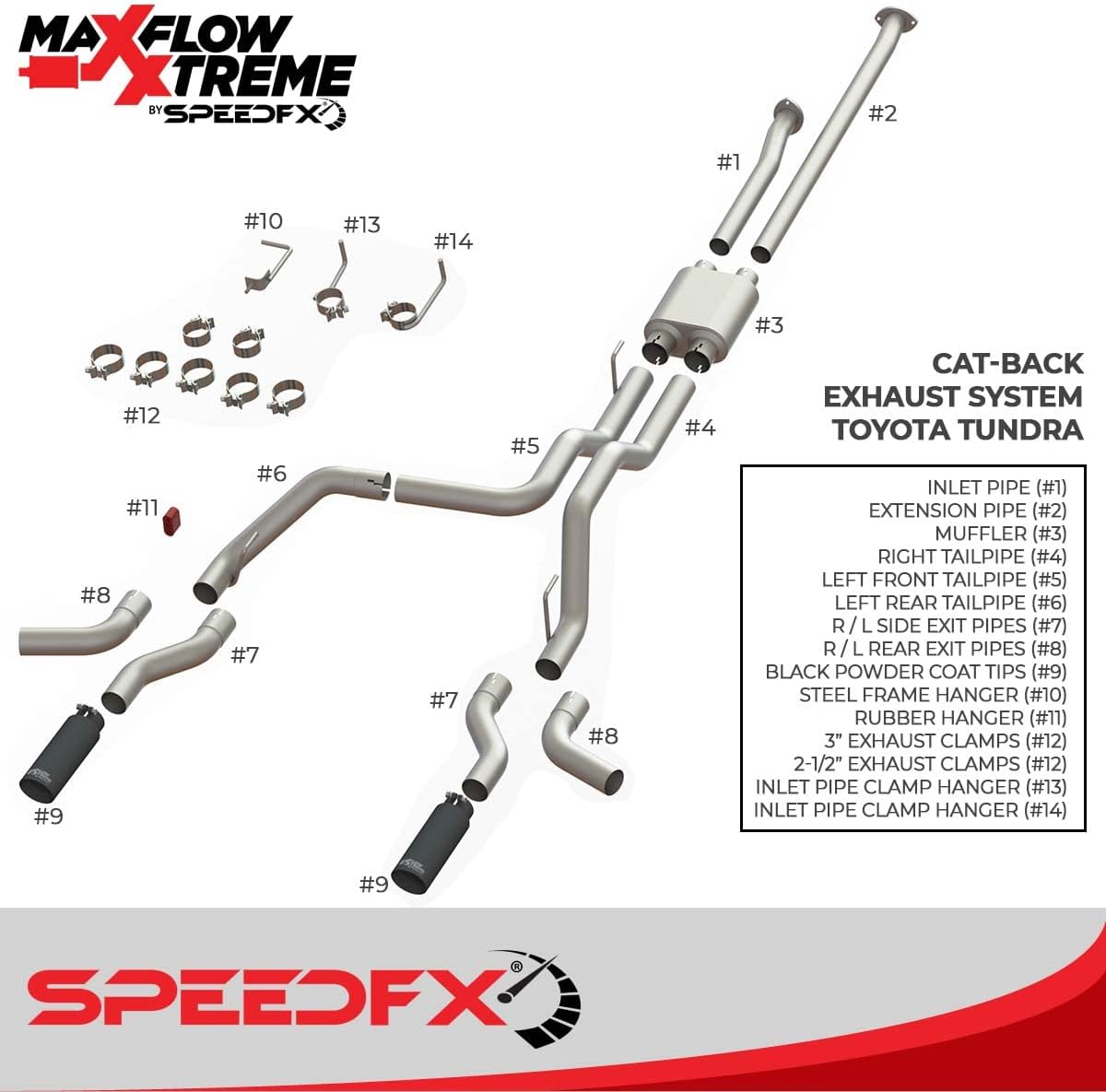 MaxFlow Xtreme Cat Back Performance Exhaust System Tundra 2009-2021