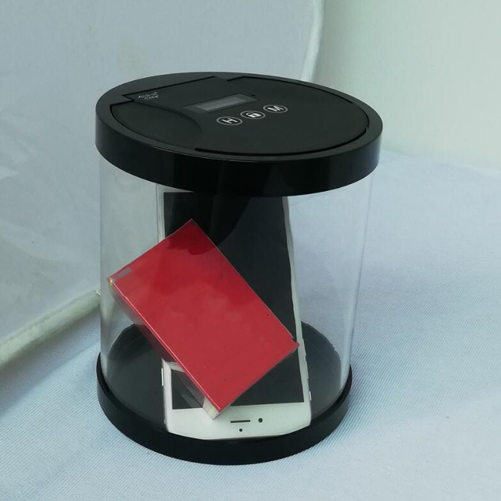 CHICIRIS Cassetta di Sicurezza Temporizzata Contenitore Elettronico Multiuso per L'archiviazione di Telefoni, Chiavi e Gioielli a Casa, in Ufficio o a Scuola, in Plastica, 5,7x6,5 Pollici (BLACK)