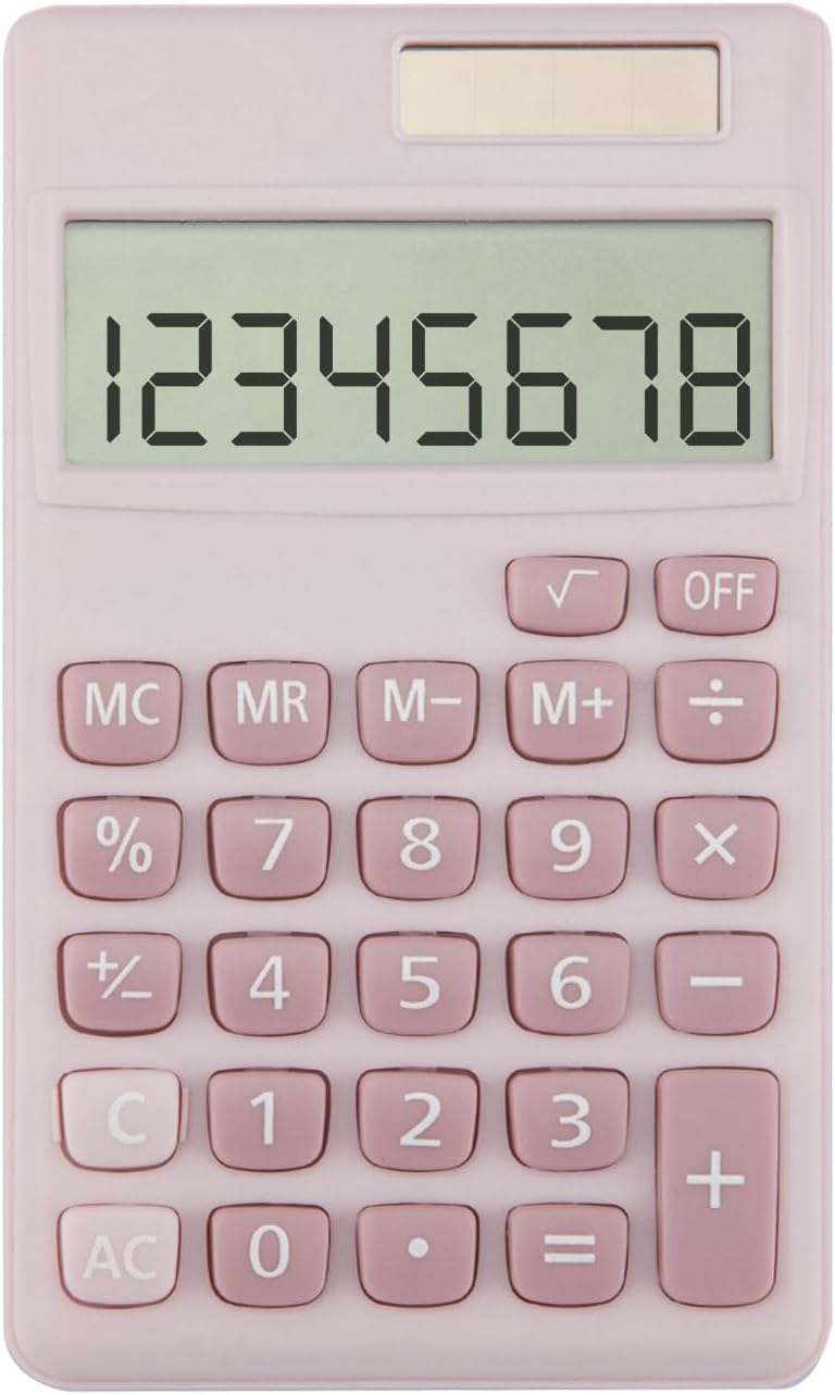 Pink Calculator,Calculator Small,School Supplies Essentials Mini Calculators Cute Solar 4 Function Calculators Basic Calculato for Home Office Supplies,Stocking Stuffers for Teen Girls Boys