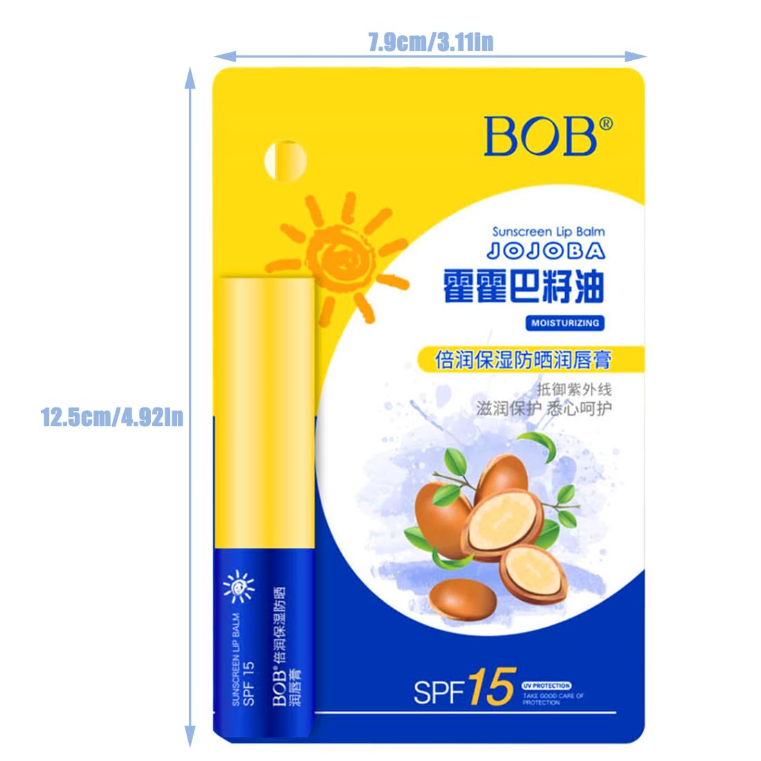 Protector Solar Labial SPF 15, Protector solar labial, Bálsamo Fotoprotector UVA/UVB | Hidratación 24h & Efecto Volumen Natural | Con Manteca de Karité | Para Labios y | Resistente al Agua.