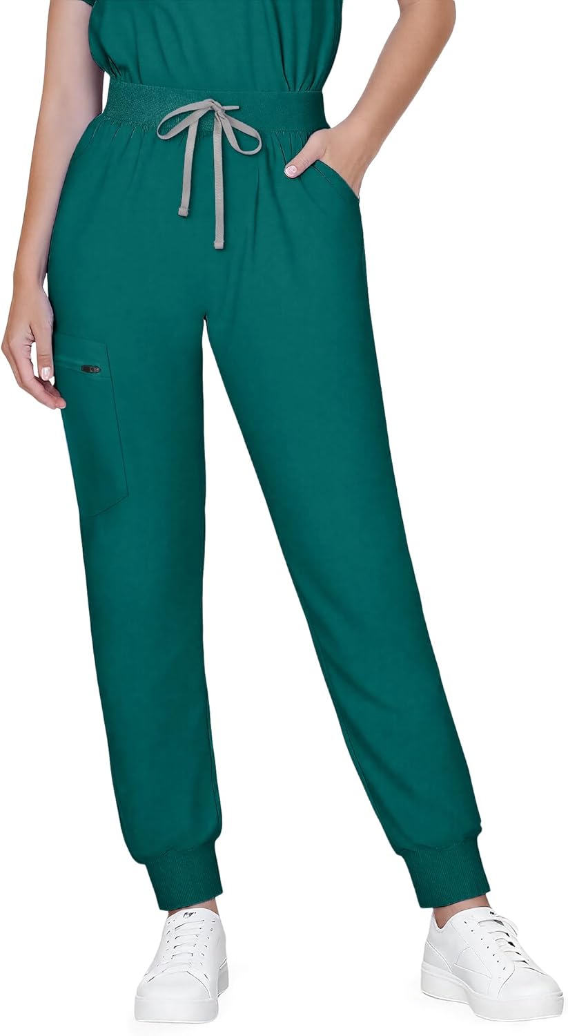 Scrubs for Women Medical Scrubs Set - V-Neck Top & Jogger Pants with 5 Pockets, Soft Stretch Woven fabric,Side splits - Image 7