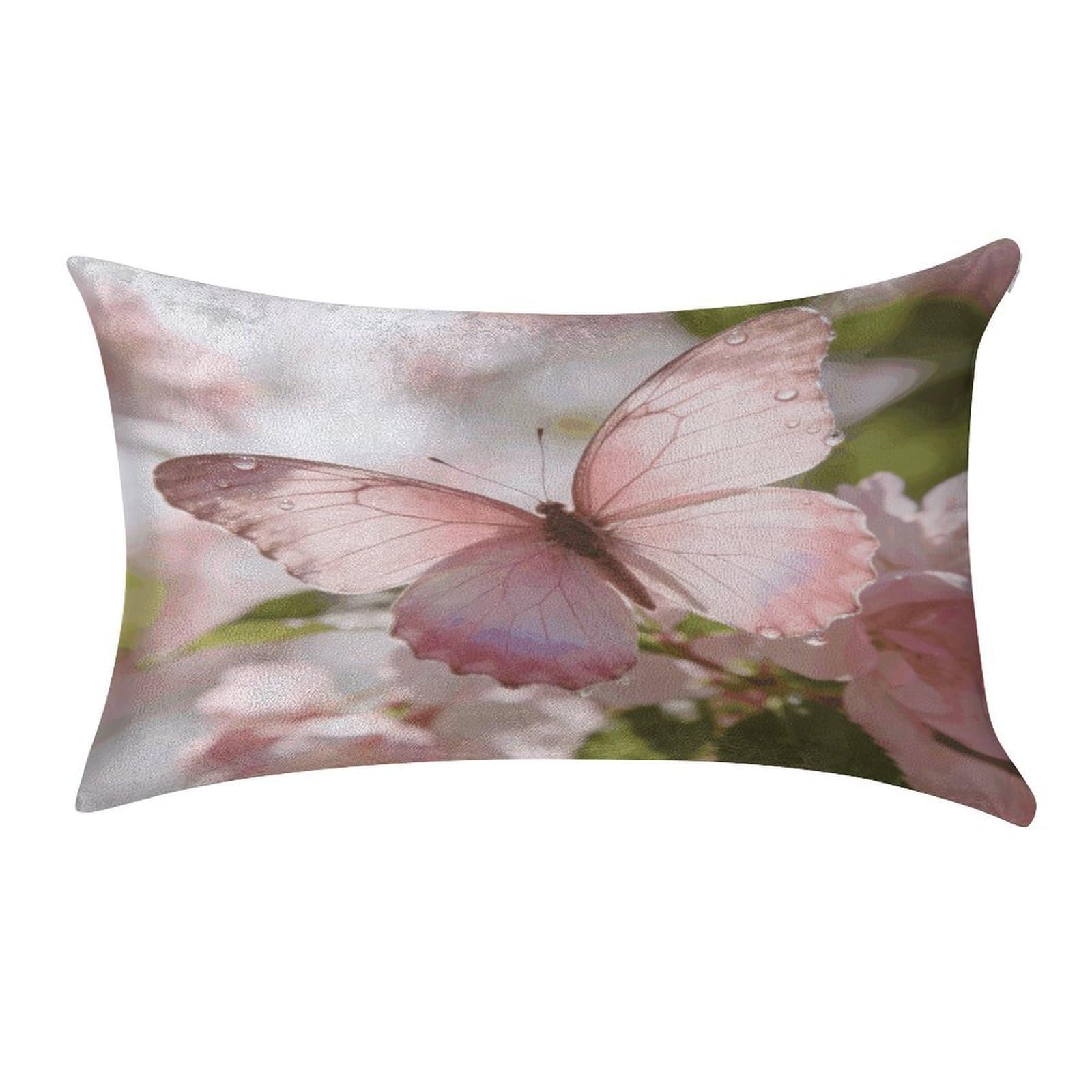 Fodpand Style Butterfly-Pink Pillowcase,Elegant Designed Home Decor,Velvet Pillowcase,Soft And Cozy,Pillow Case Cover With Hidden Zipper For Bedroom, Sofa, Couch