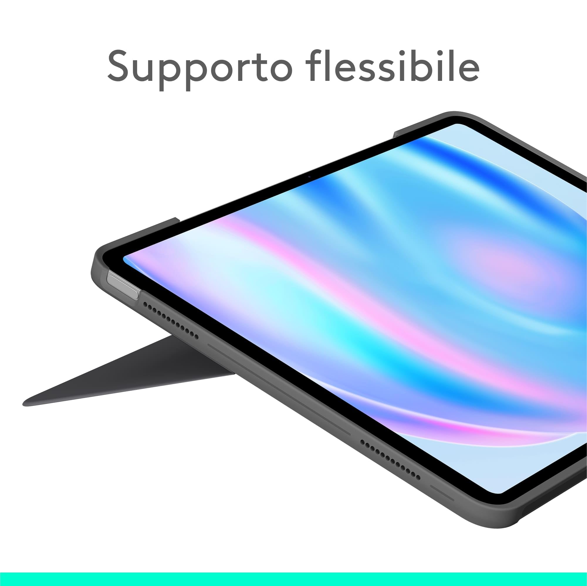 Logitech Combo Touch per iPad Air da 13 pollici (M2)(2024), Custodia con Tastiera, Tastiera Staccabile Retroilluminata con Supporto, Digitazione Comoda, Modalità Multiuso, Layout ITA QWERTY, Grigio