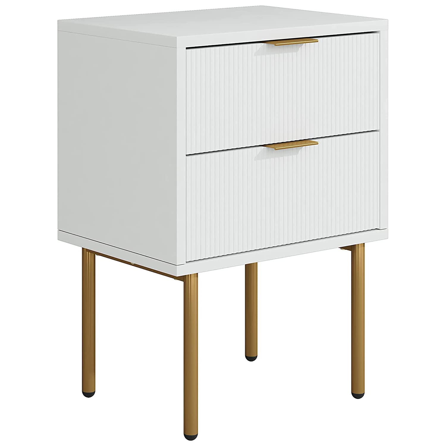 HEYZOEY Mesita de Noche, mesita de Noche Moderna, Estilo Bohemio, para Dormitorio, salón, Blanco (2 cajones)