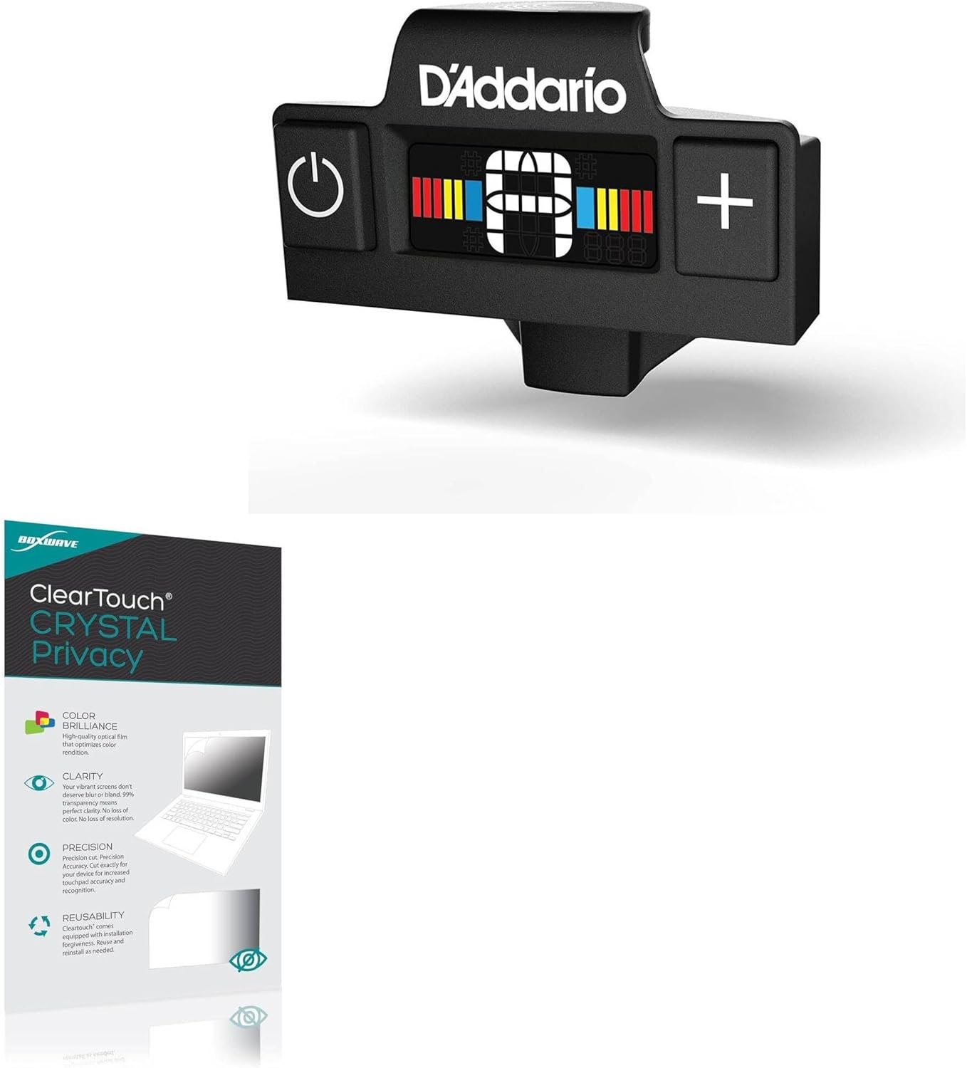 BoxWave Screen Protector Compatible with D'Addario Acoustic Guitar Micro Soundhole Tuner - ClearTouch Crystal Privacy (2-Pack), Privacy Screen Protector Flexible Film Clear