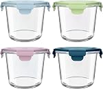 34OZ Square Glass Storage Containers with Lids, 4 Cup Meal Prep Containers with Lids Glass Food Storage Containers, Reusable Soup Freezer Containers Salad Bowls with Lid to Go for Lunch 4PCS