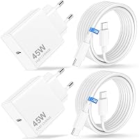 Caricabatterie USB C 45W 2 Pezzi con Cavo 2M, Alimentatore Tipo C PD