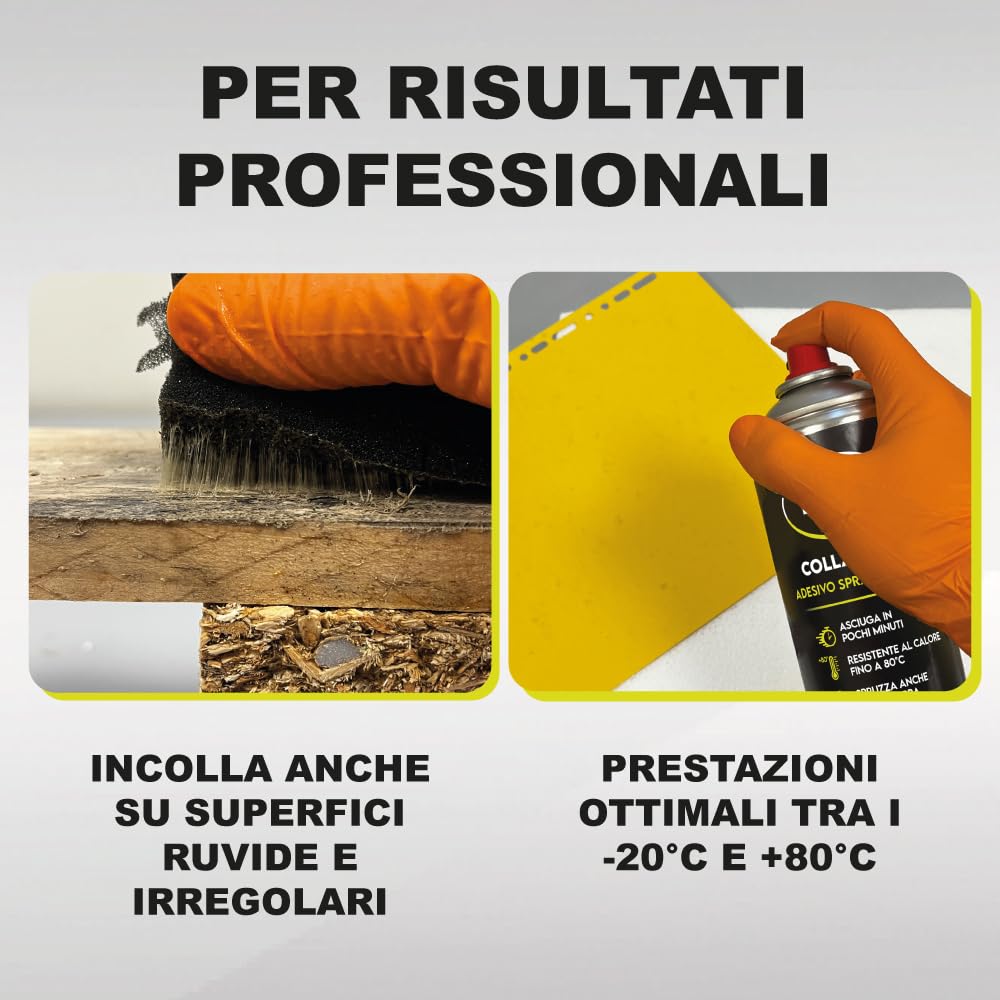 ENJOY TECH - Colla Extraforte Spray 400ML | Per Tessuti, Plastica, Legno, Auto e Metalli | Applicazione Permanente | Resistente a Intemperie e Calore | Made in Italy
