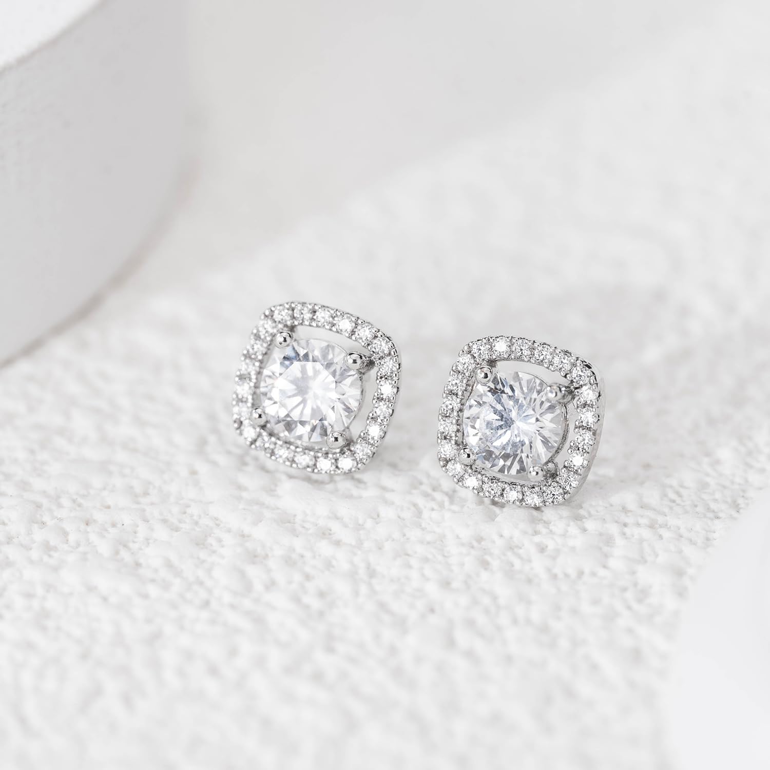 Sterling Classic Halo Earrings, Whites Collection