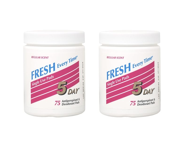 5-day Pads Desodorantes Antitranspirantes com fragrância regular, Pacote com 2