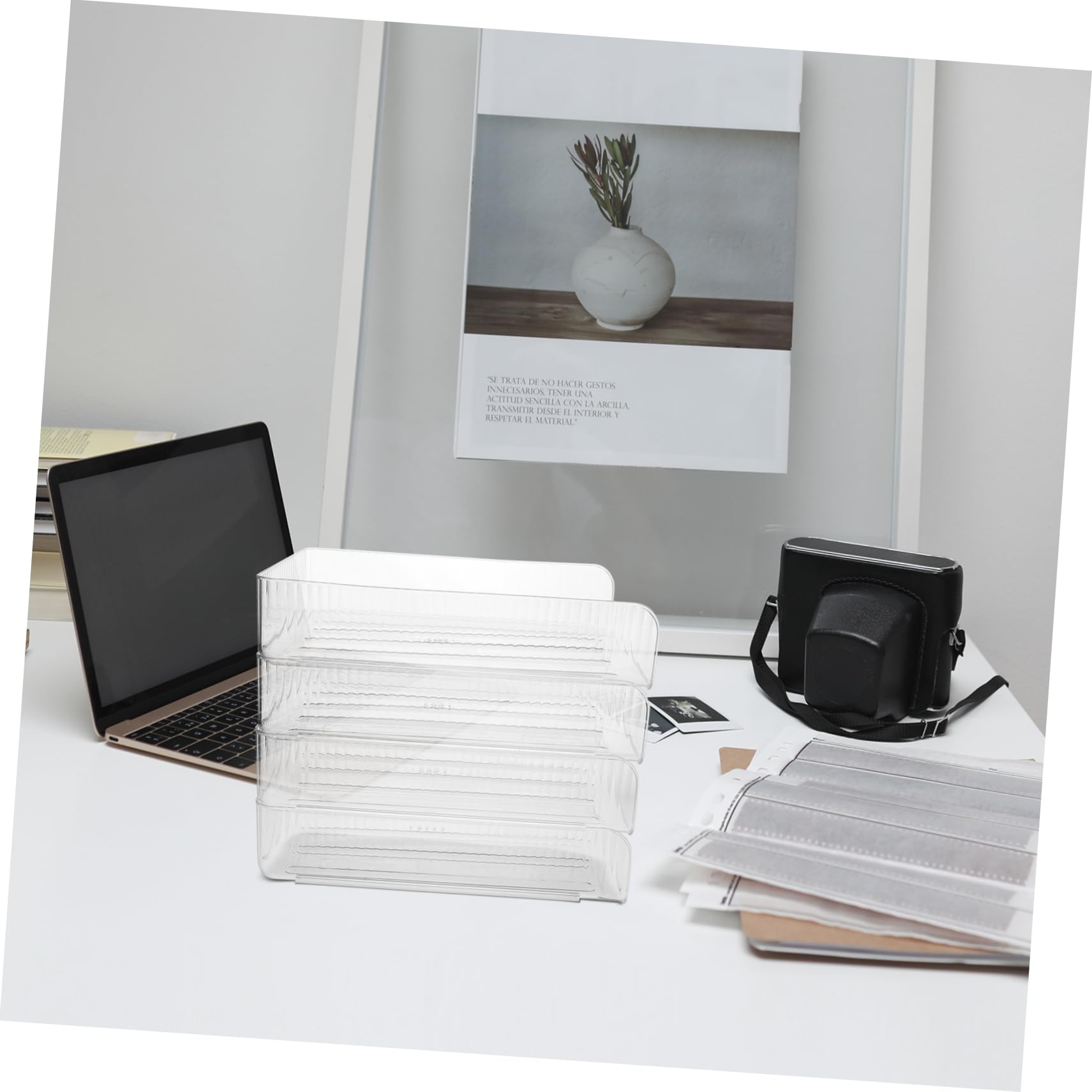 LALAFINA 4pezzi Organizer Scrivania Impilabile Vassoio Documenti Per Ufficio Scuola e Casa Ottimizzazione e Design Elegante Per File e Libri