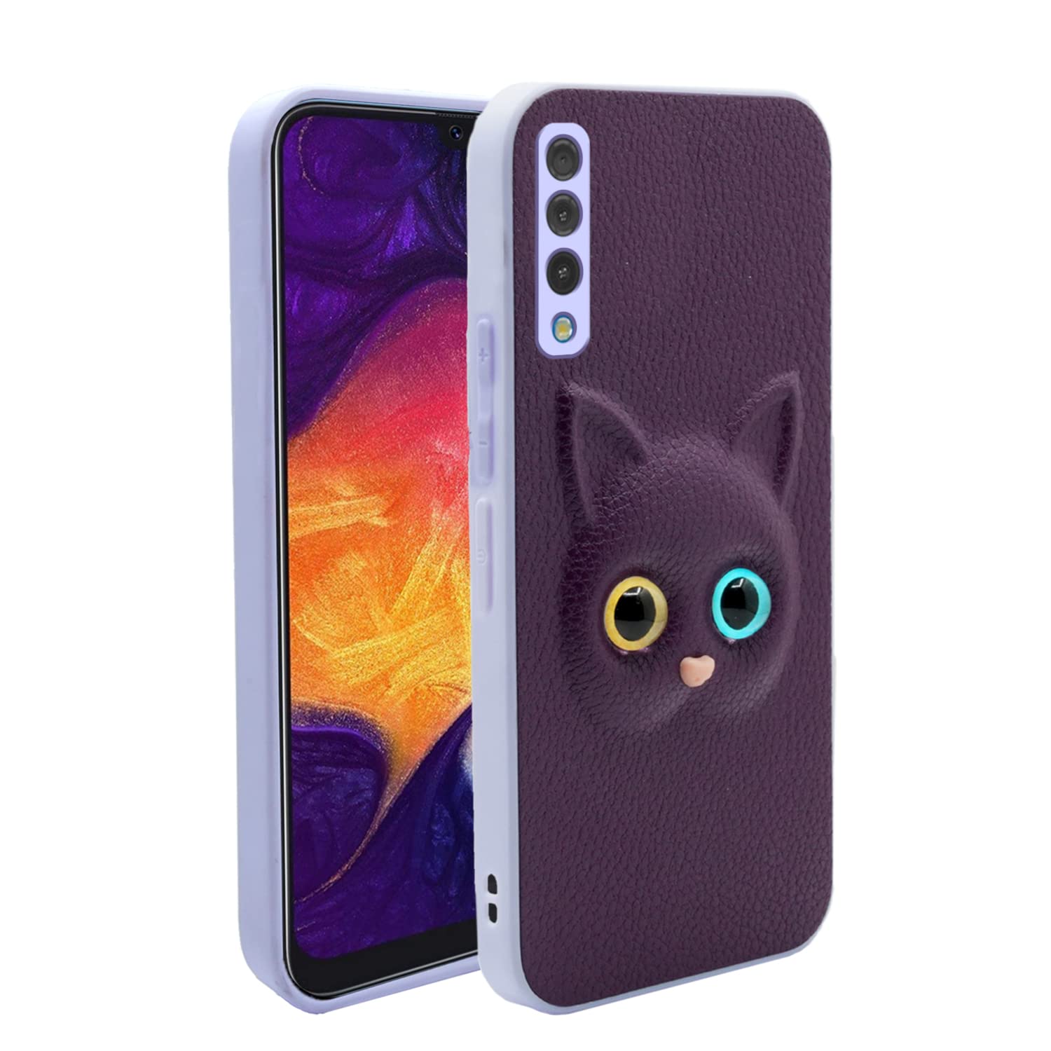 Pikkme Samsung Galaxy A50 / A50s / A30s Back Cover for Girls | Cute Cat Leather Finish | Soft TPU | Case for Samsung Galaxy A50 / A50s / A30s (Purple) (B09KLRZ8C9) Amazon Price History, Amazon Price Tracker