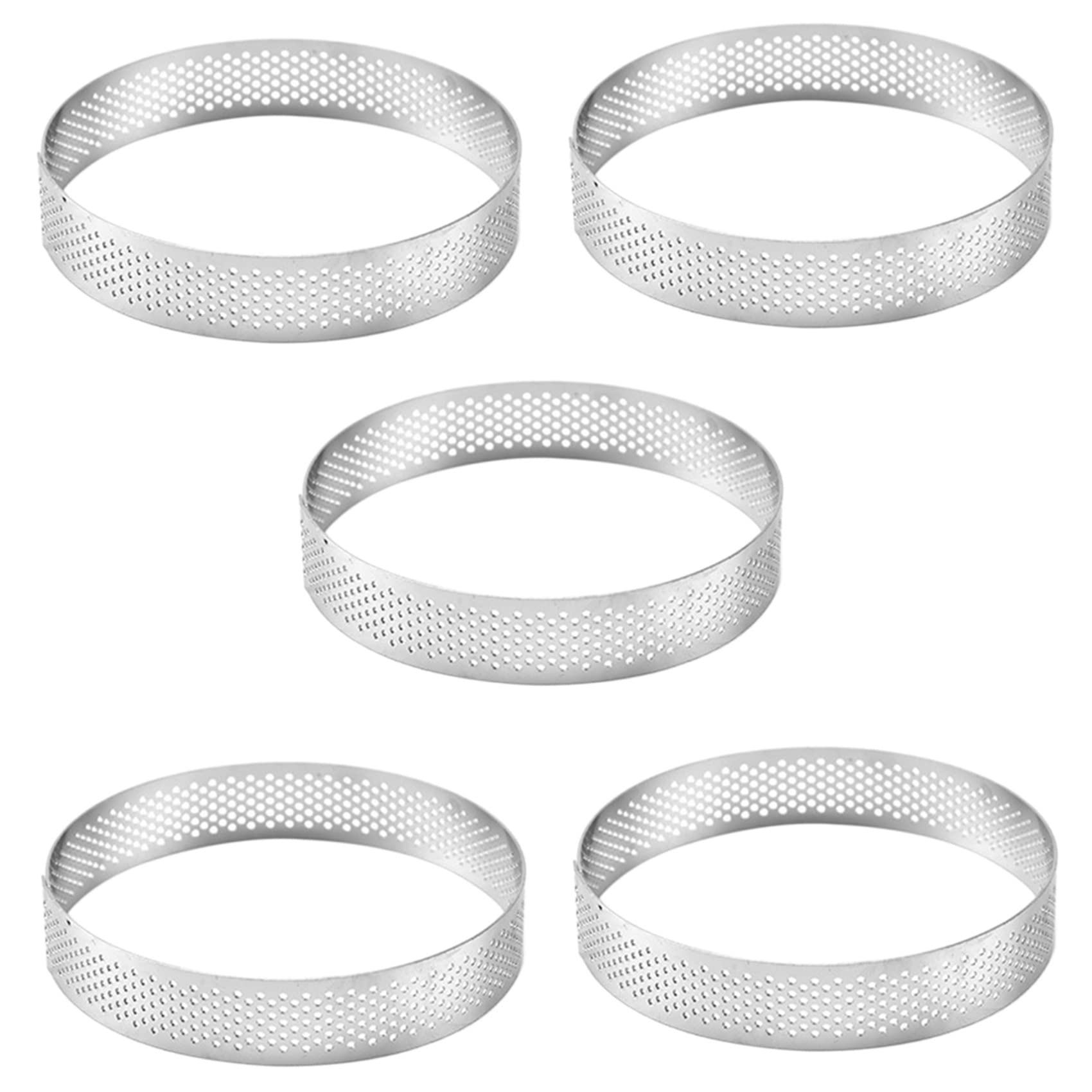 Hndhbfgrt 5pcs 20cm Round Stainless Steel Cake Hole Molds Mousse Cake Tart Ring Pizza Dessert DIY Decor Mould Kitchen Baking Tool