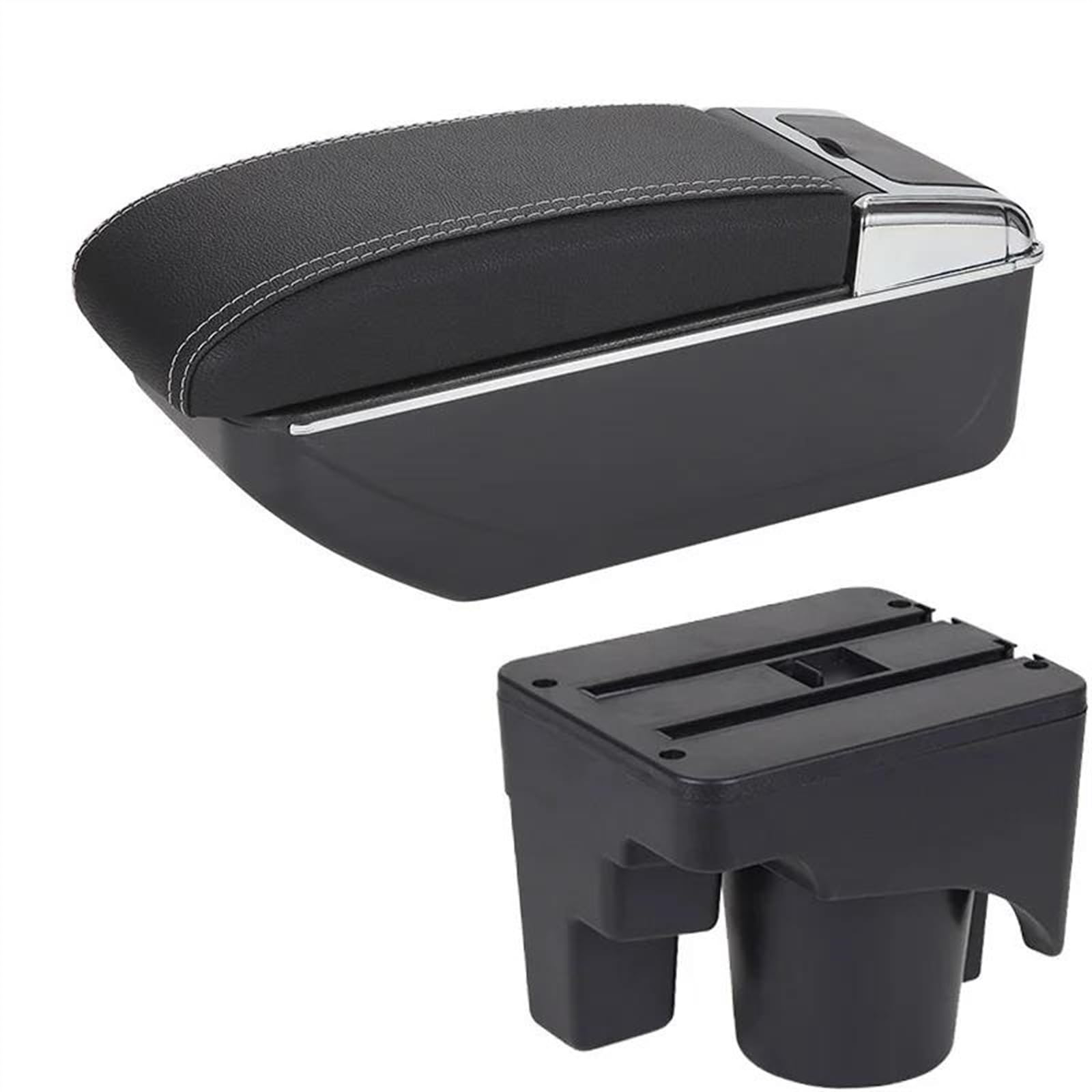 NOHEEU Car Armrest Box Storage For Scirocco For Sagitar For Golf 6 5 Mk6 MK5 For Jetta(D3 Black white NoUSB)