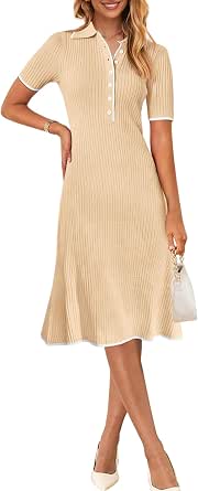 Wenrine Womens Khaki Bodycon Sweater Midi Dresses