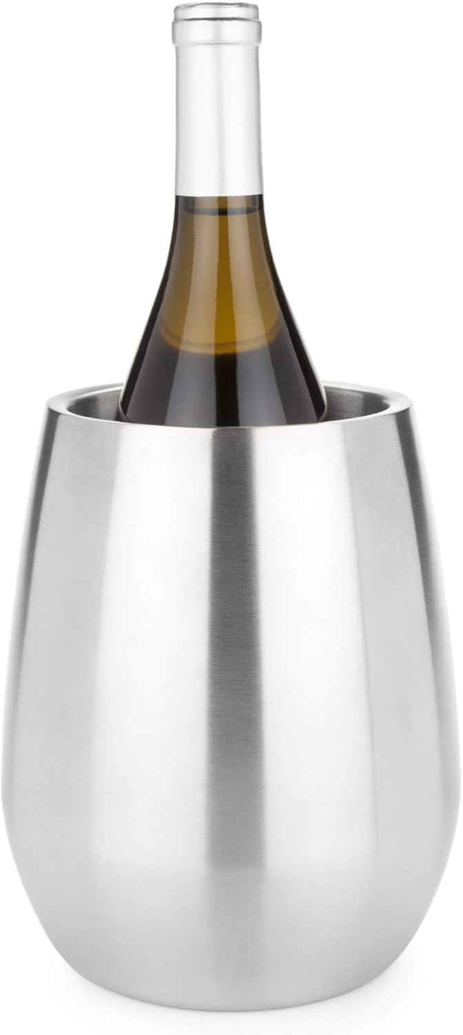 Viski Wine Chiller, Double Walled Insulated Wine Bottle Holder, Single Bottle Wine Chiller, Stainless Steel