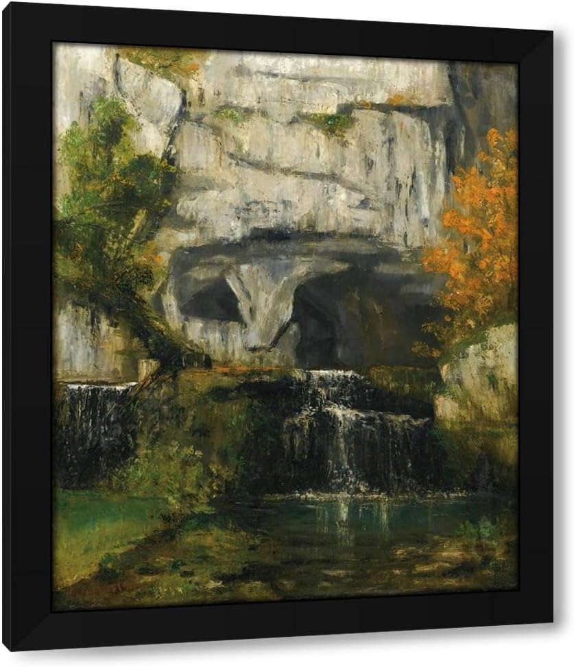 Gustave Courbet 28x34 Extra Large Black Modern Framed Art Print Titled: The Source of the Lison
