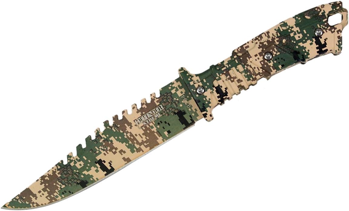 Defender-Xtreme 11" Full Tang Hunting Outdoor Knife Camo Steel Blade and Handle
