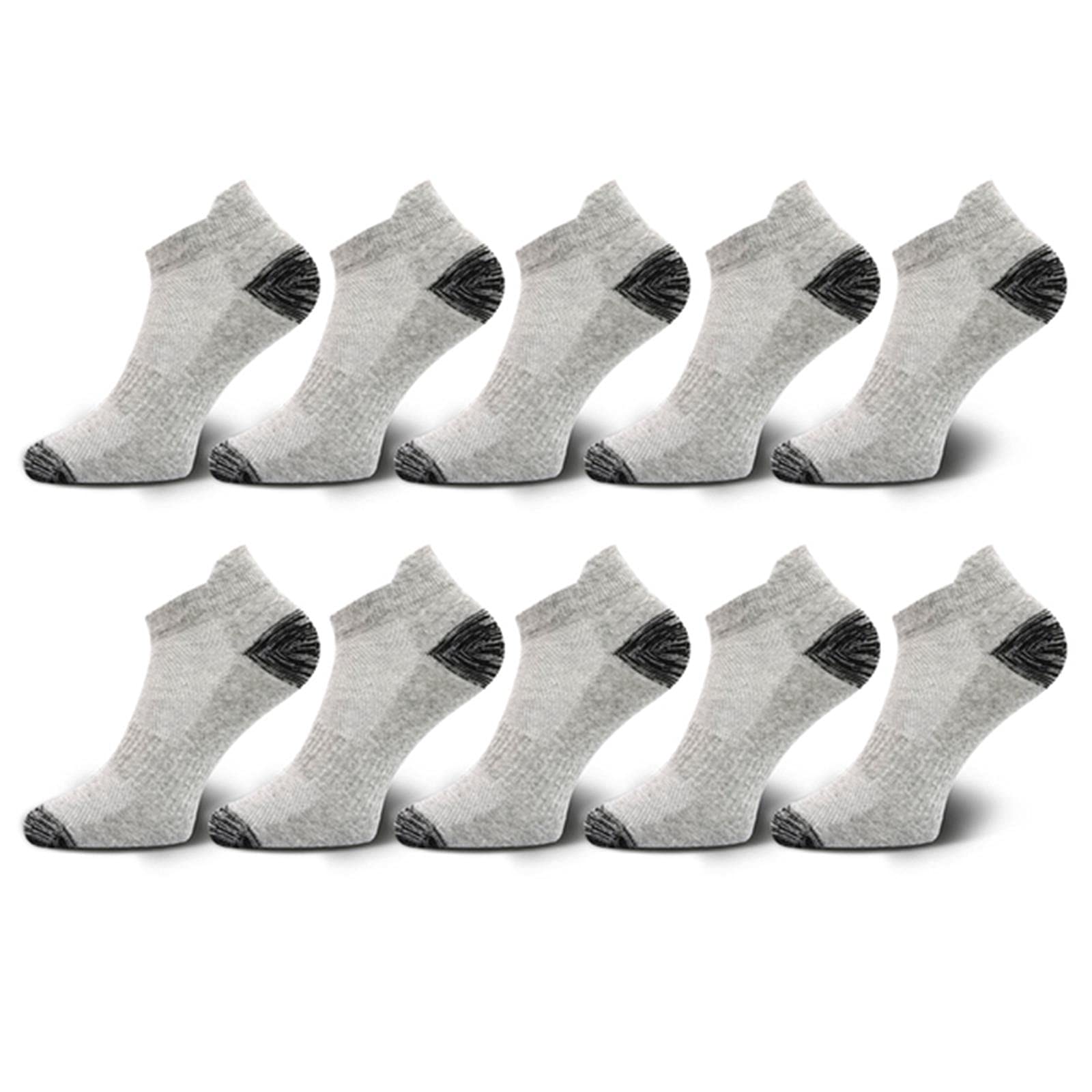 UKKO Calcetines de Hombre 10 Parejas para Hombre Calcetines De Tobillo Atlético Calcetines Deportivos De Algodón-10 Pairs Grey,EUR 43-48 (Us 9-14)