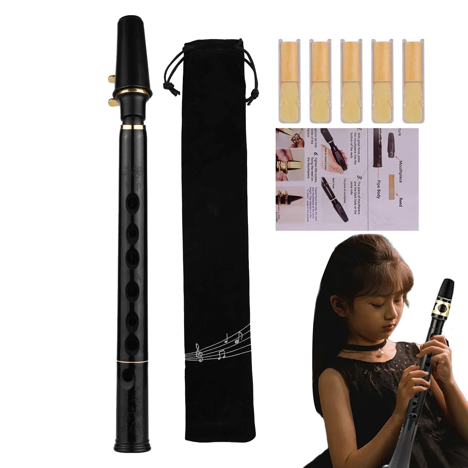 Saxofón de bolsillo de viaje, saxofón de bolsillo Clave C de 8 hoyos | Instrumento de viento de madera para niños Amateurs Amateurs Music Lovers, herramienta de práctica compacta co