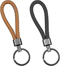 Zfseyuh 2 Pièces Porte-Clés,Noir Porte Clé Voiture,Brun Porte Clés en Cuir Tresse,Idéal pour les Voitures,les Porte-Clés et les Décorations,Unisexe
