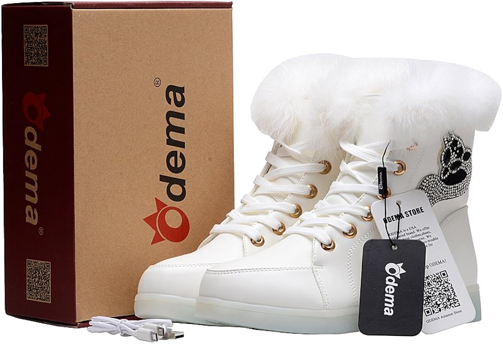 Amazon.com: Odema - Botas de nieve para mujer con luz LED, Blanco, 9 :  Ropa, Zapatos y Joyería