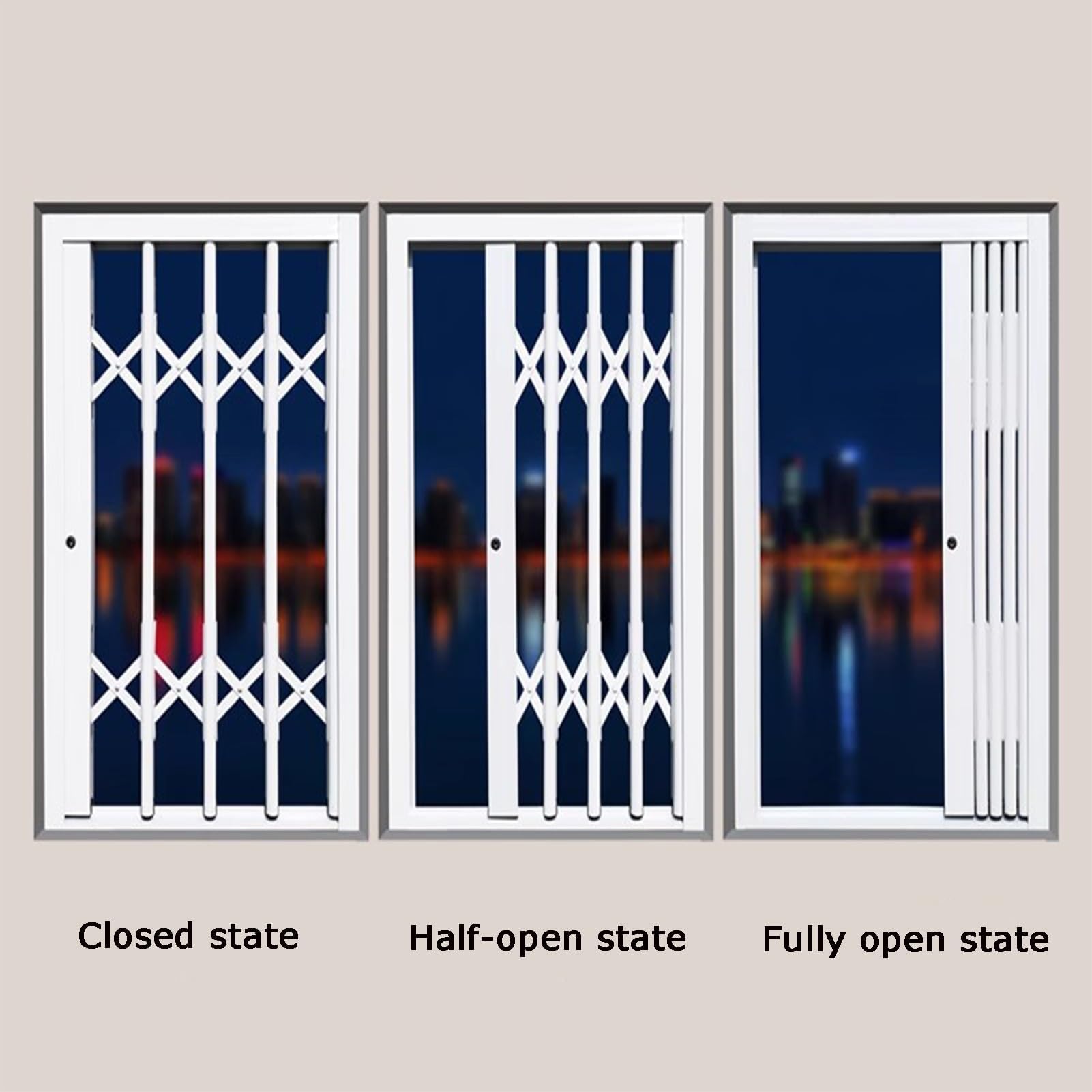 Protectores de seguridad retráctiles para ventanas con bloqueo antirrobo, barra de ventana resistente, puerta de protección de empuje y tracción automática para seguridad del hogar y la oficina